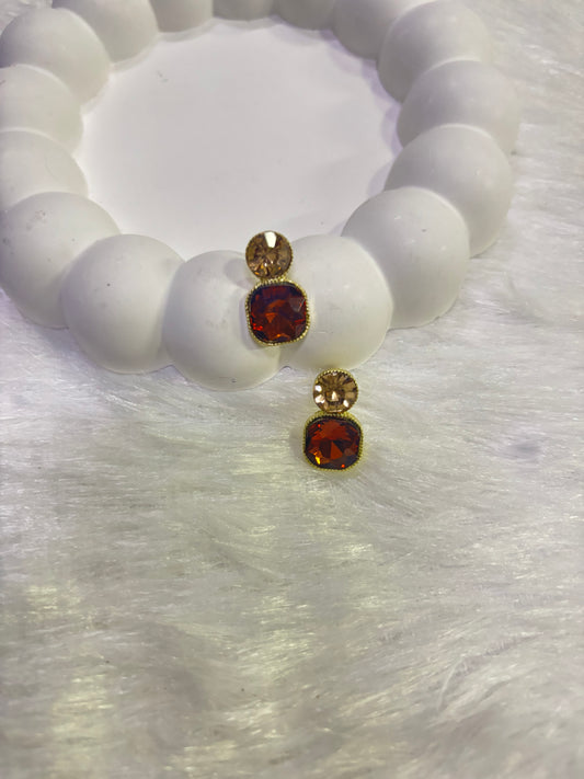 Red Stone Earrings – Classic & Crystal