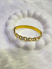 Gold Crystal Chain Kada – Elegant Stone-Studded Bangle