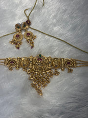 Gold Plated Red Traditional Choker Set – Festive & Bridal Jewelry