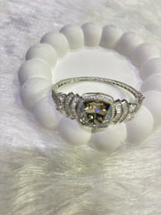 Luxury Statement Bangle with Champagne & Diamond Stone