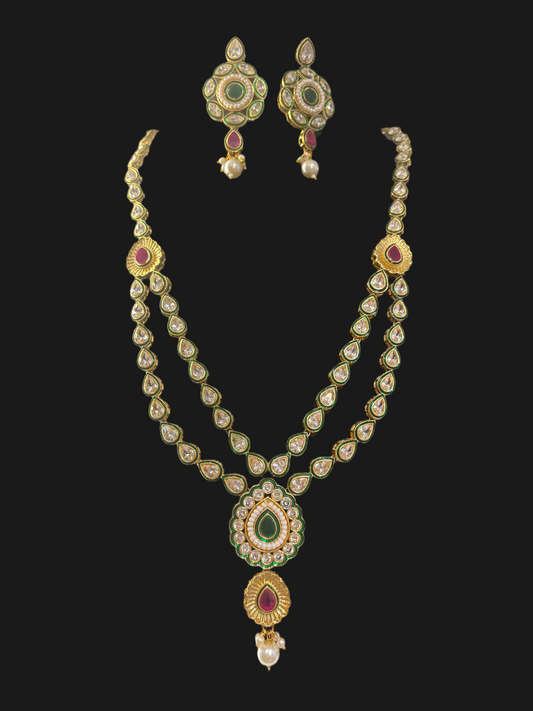 Multicolor Long Kundan Necklace Set – Traditional Bridal & Festive Jewelry