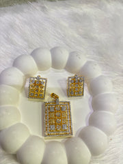 Radiant Rectangle AD Pendant Set with Earrings