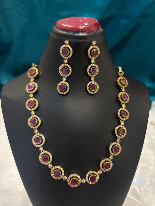 Circular Shaped Mehendi Necklace Set – Antique Gold Finish Jewelry for Women