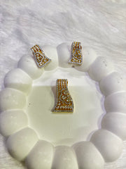 Gold-Plated Designer Pendant Set with Floral CZ Detailing