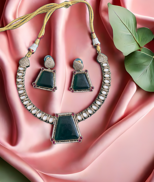 Emerald Prism AD Necklace Set