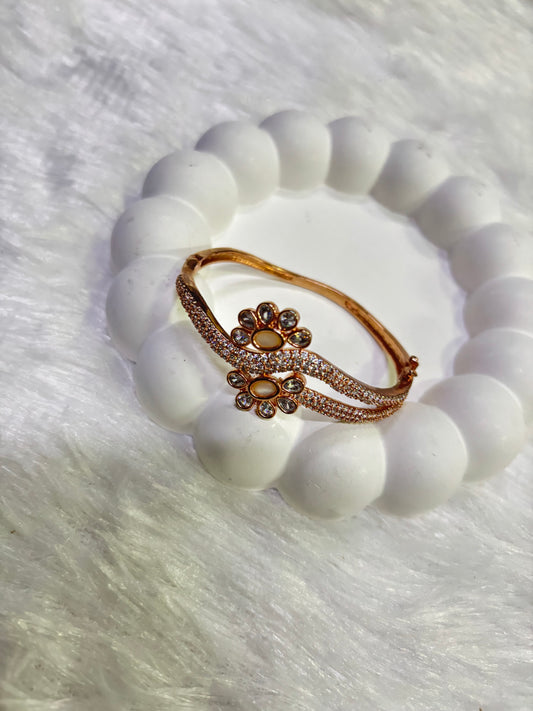 Floral Stone Studded Adjustable Bangles