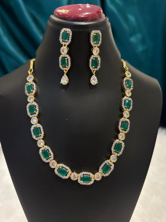 AD Necklace Set – Elegant Gold Plated Jewelry for Women