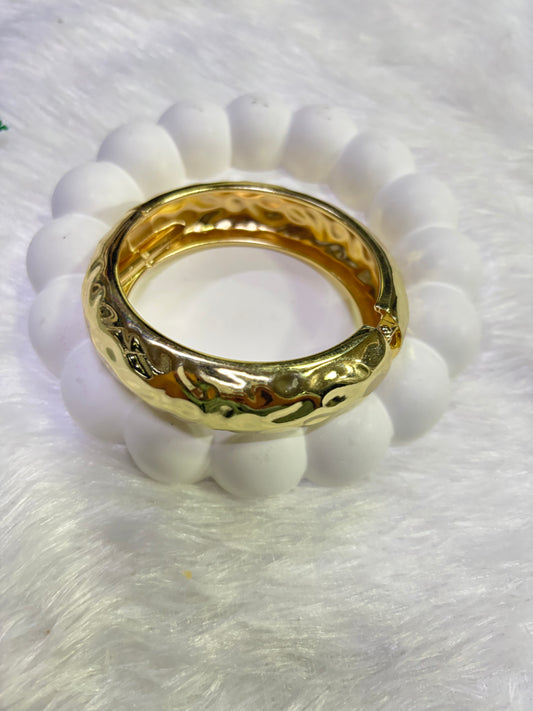 Gold Plated Engraved & Link Chain Dual Bracelet Set