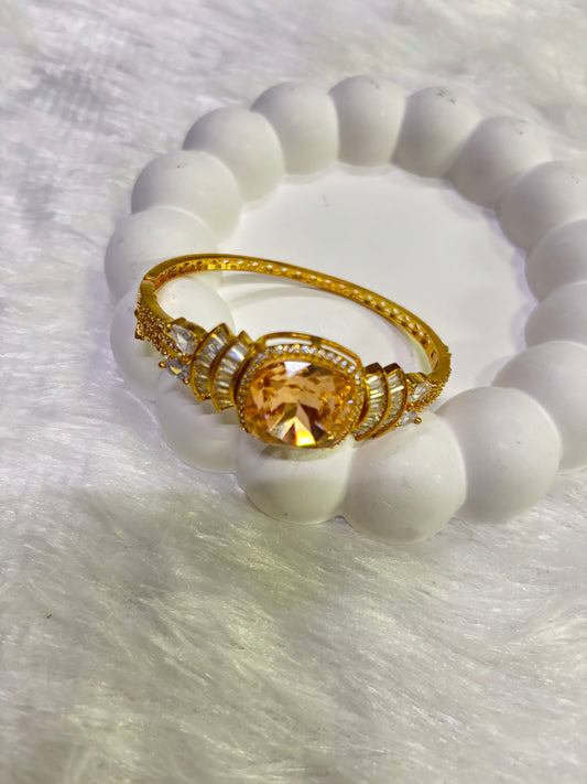 Luxury Statement Bangle with Champagne & Diamond Stone