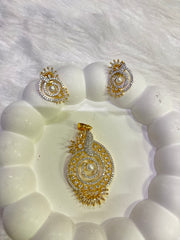 Spiral Pearl Pendant Set with Earrings – Silver & Gold Plated Options