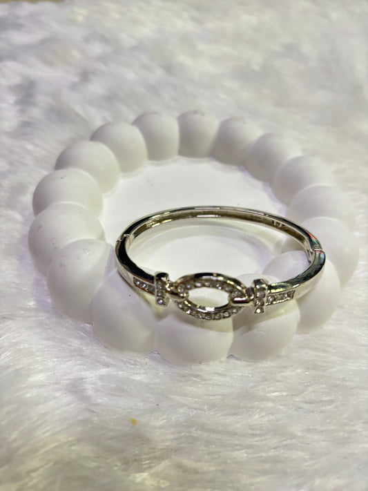 Elegant Crystal Oval Link Bangles Set