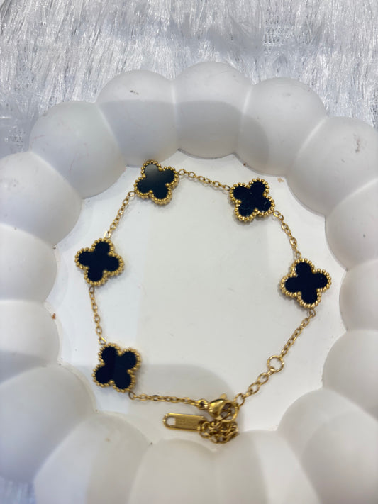 Gold Plated Clover Bracelets – Black & Dual Design