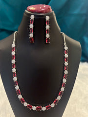 Single Lined AD Necklace Set – Minimal Elegant American Diamond Jewelry