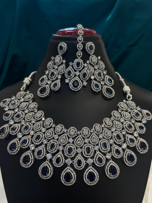 AD Heavy Tear Drop Bridal Choker Set – Statement Wedding Jewelry