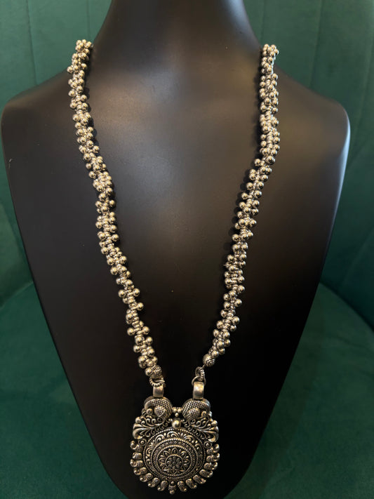 Designed Circle with Peacock Pendant Necklace