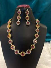 Circular Shaped Mehendi Necklace Set – Antique Gold Finish Jewelry for Women