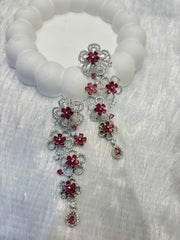 Floral Cascade CZ Dangler Earrings