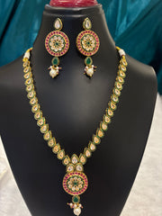 Multicolor Long Kundan Necklace Set – Traditional Bridal & Festive Jewelry