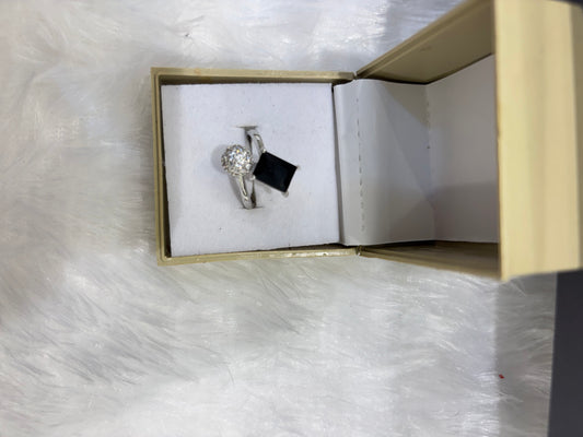 Square Coloured Stone & AD Circle Ring – Elegant Statement Jewelry