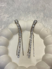 Dual Tone Crystal Long Dangler Earrings – Gold & Silver Finish