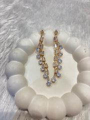 Dual Tone Crystal Cascade Drop Earrings