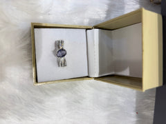 Thick Silver AD Band Ring with Coloured Stones – Statement Jewelry for Women