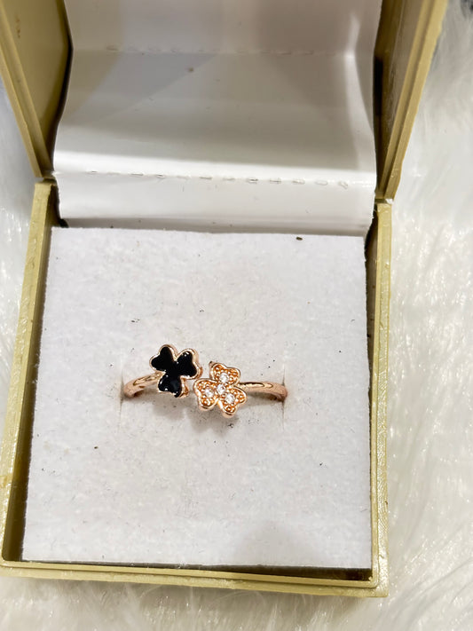 Three Clover Rose Gold Ring – Adjustable Lucky Clover Design Jewelry