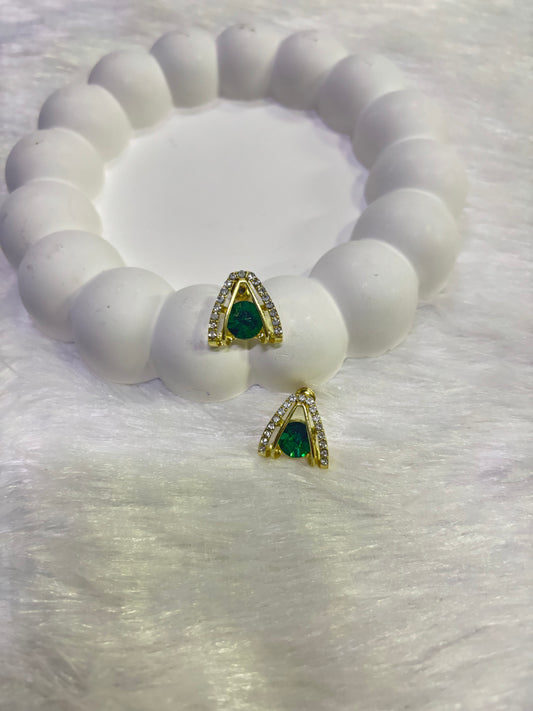 Emerald Green Triangle Stud Earrings