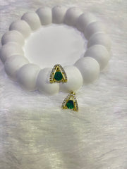 Emerald Green Triangle Stud Earrings