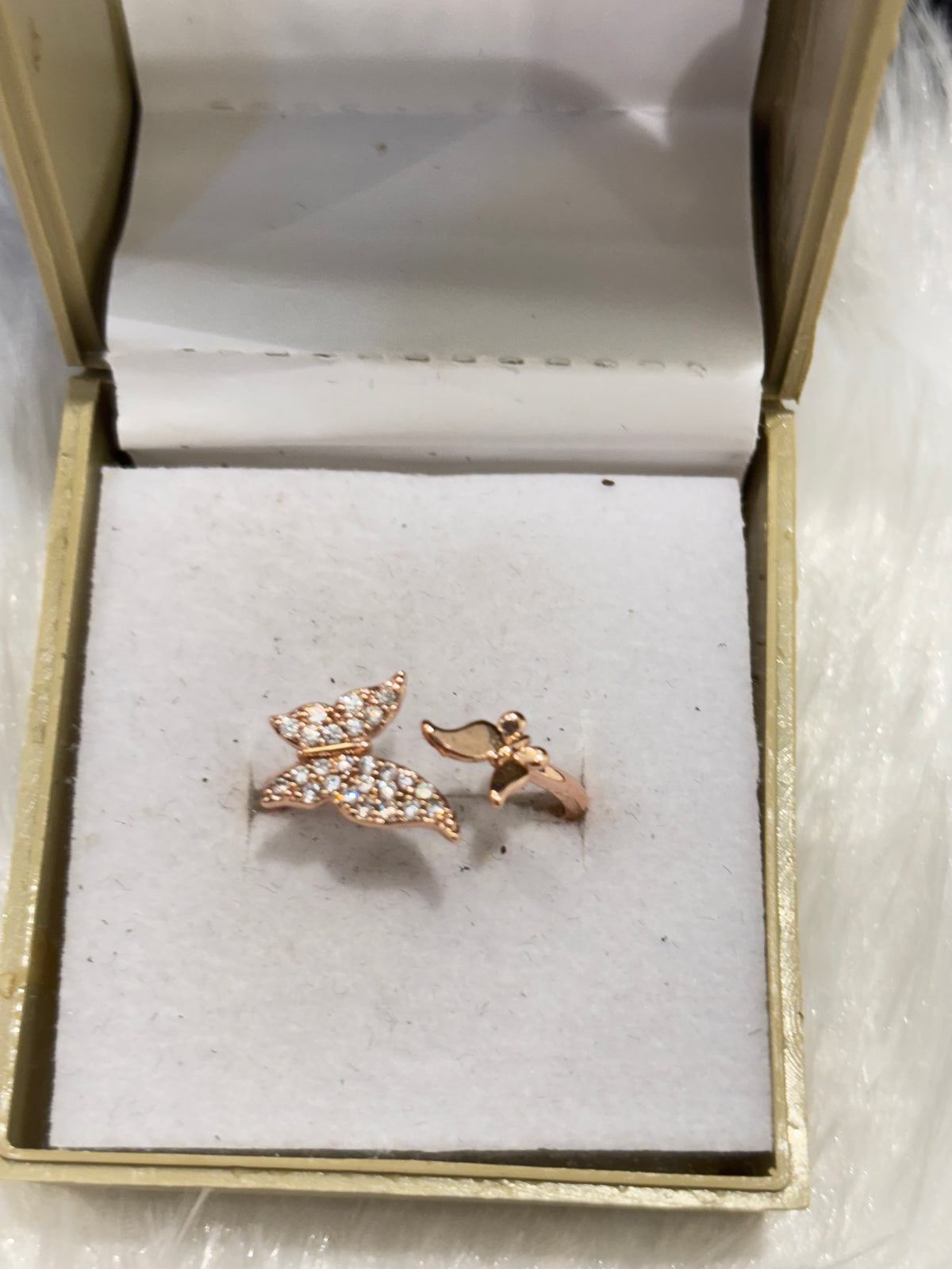 Butterfly Rose Gold Ring – Adjustable Nature-Inspired Jewelry for Women