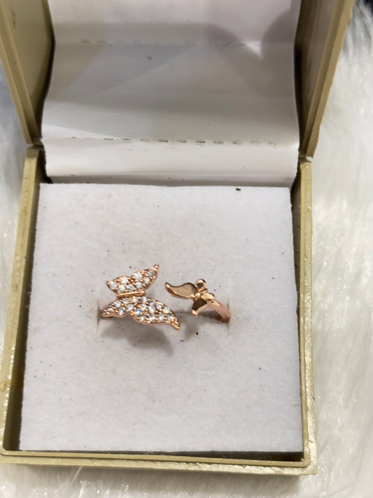 Butterfly Rose Gold Ring – Adjustable Nature-Inspired Jewelry for Women