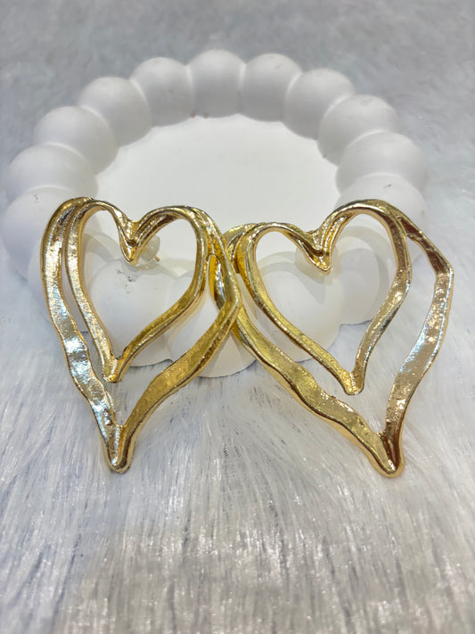 Golden Open Heart Statement Earrings