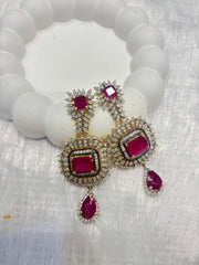 Royal Ruby & CZ Statement Dangler Earrings