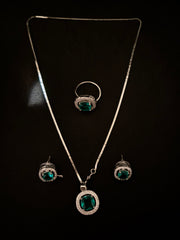 Emerald Square Swarovski  Pendant Set