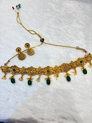 Gold Plated Antique Emerald Choker Set – Traditional Bridal Jewelry