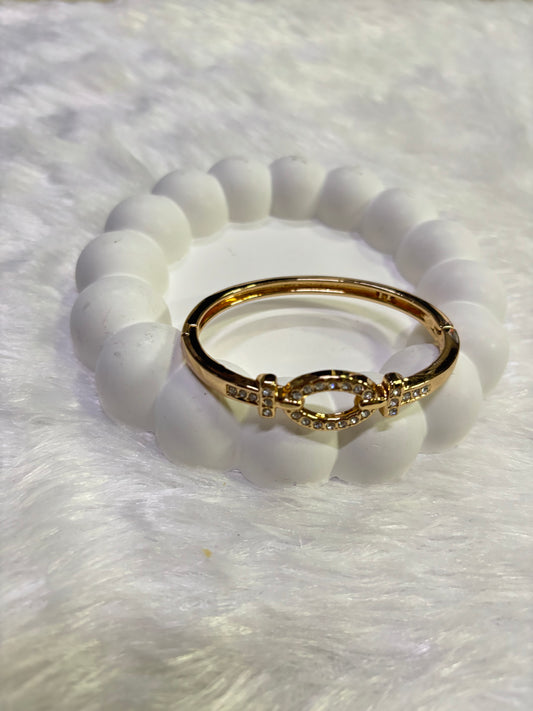 Elegant Crystal Oval Link Bangles Set