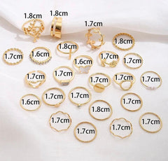 20 Pcs Gold Plated Stackable Rings Set – Adjustable Minimal & Statement Finger Jewelry