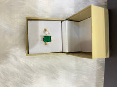 Coloured Square & Small Solitaire Ring – Elegant Fashion Jewelry for Women