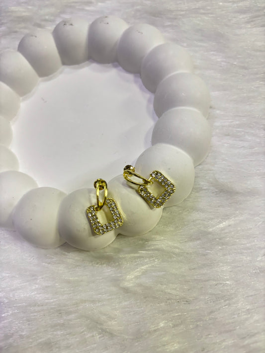 Golden Square Hoop Earrings