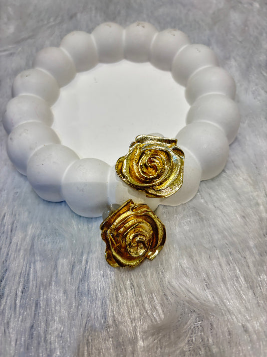 Gold-Plated Rose Floral Stud Earrings