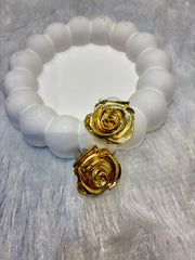 Gold-Plated Rose Floral Stud Earrings