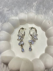 Floral Crystal Hoop Drop Earrings