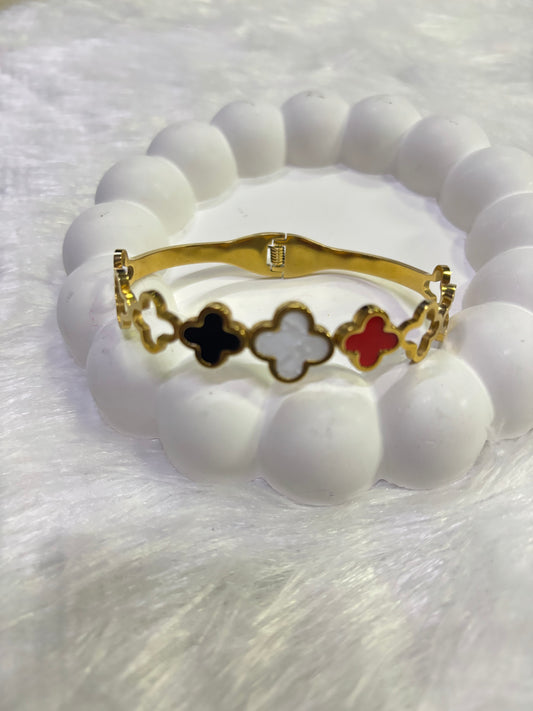 Multicolor Clover Kada – Gold Plated Designer Bangle