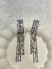 Crystal Cascade Long Dangler Earrings – Gold & Silver Plated