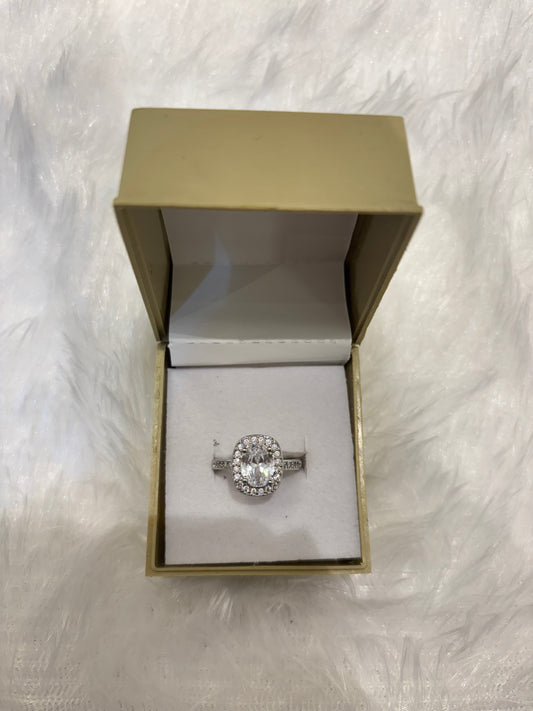Clear AD Cushion Cut Ring – Elegant American Diamond Adjustable Jewelry