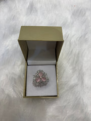 Baby Pink Triangle AD Ring – Elegant American Diamond Adjustable Jewelry