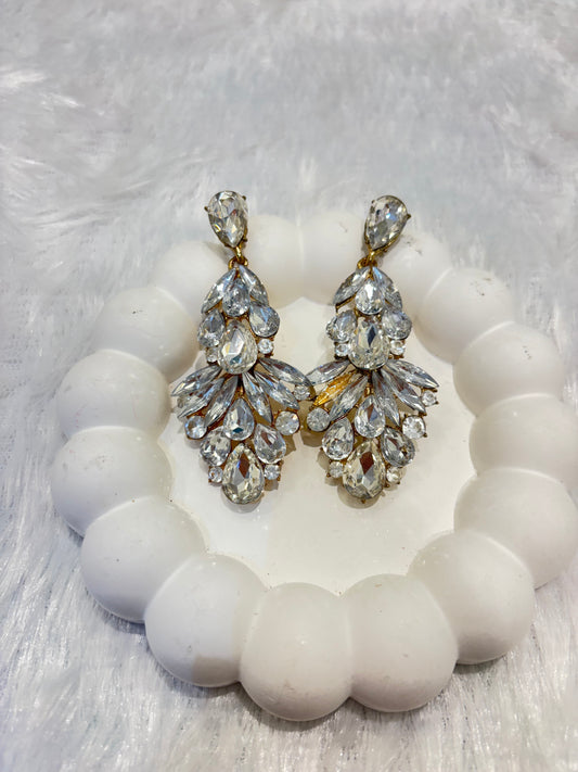 Crystal Chandelier Statement Earrings – Gold Plated