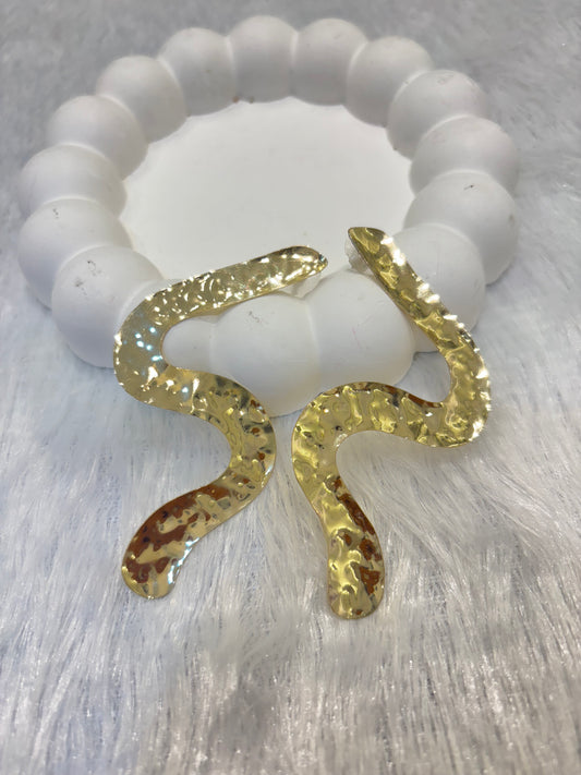Hammered Gold Wave Statement Earrings