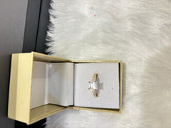 Gold Plated Ring with AD Clear Stone – Elegant Statement Jewelry for Women