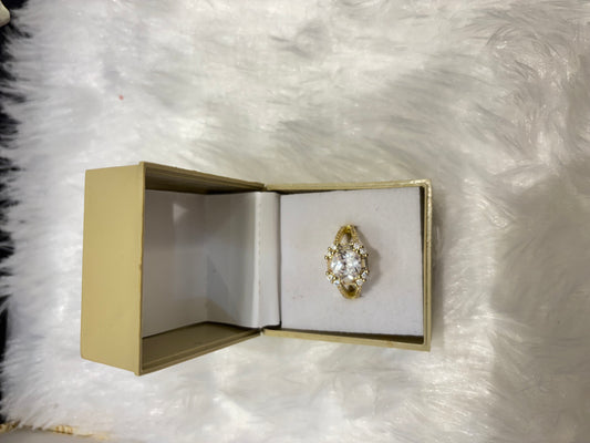 Gold Plated Ring with AD Clear Stone – Elegant Statement Jewelry for Women